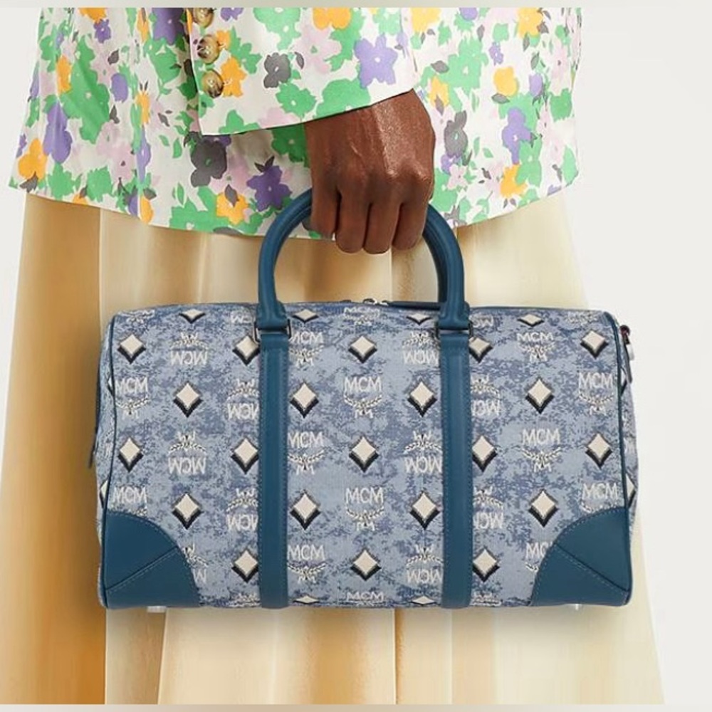 NEW MCM BLUE BOSTON BAG
